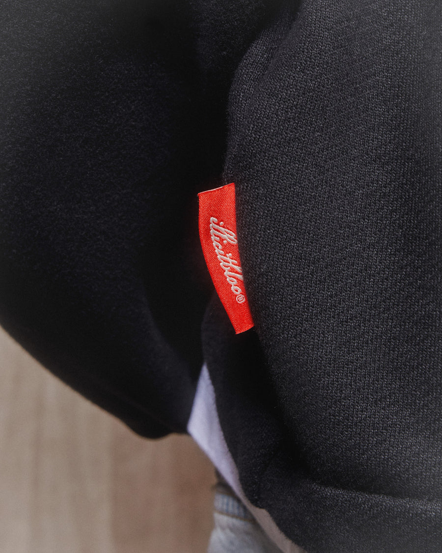 PATCHWORK ZIP HOODIE - BLACK