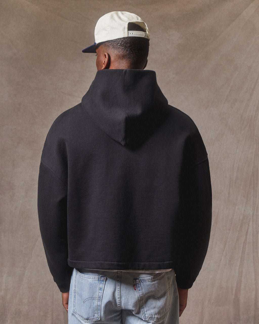 Patchwork Zip Hoodie - Black