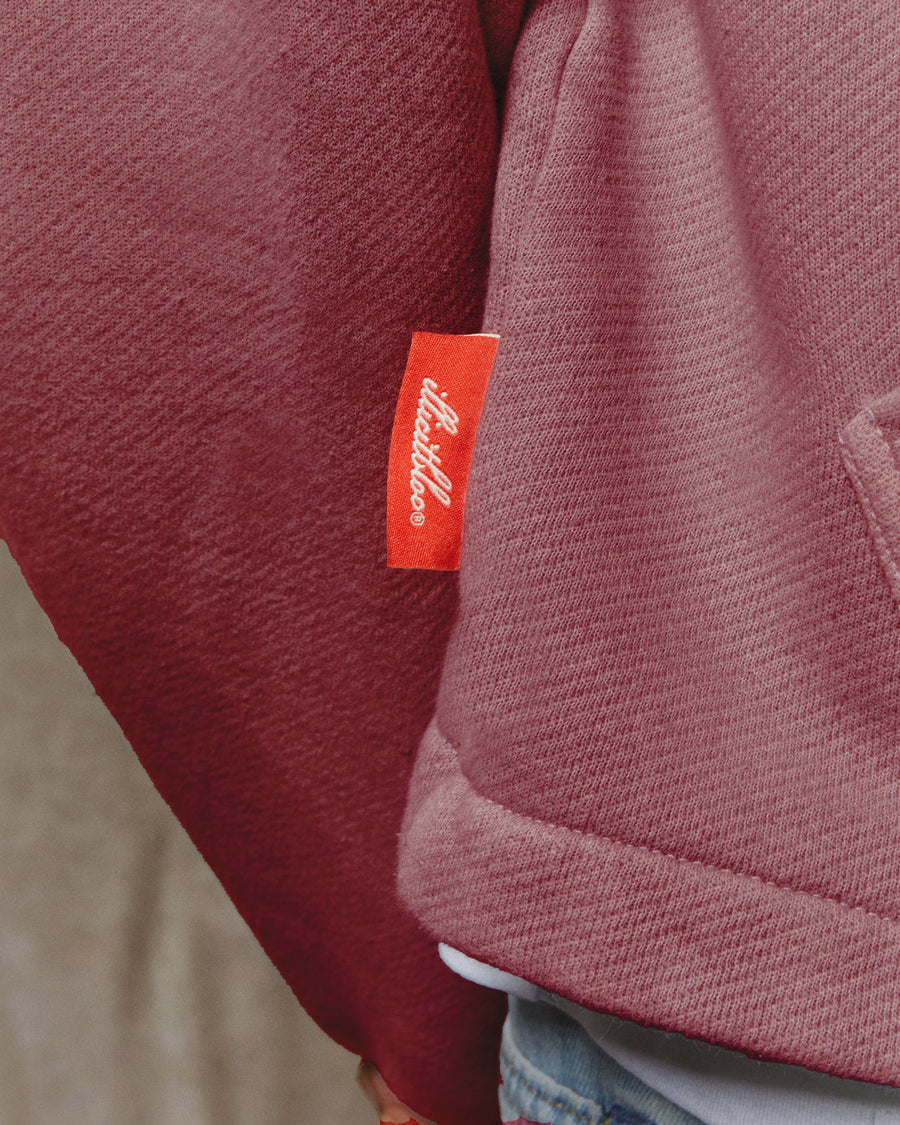 PATCHWORK ZIP HOODIE - WASHED BURGUNDY