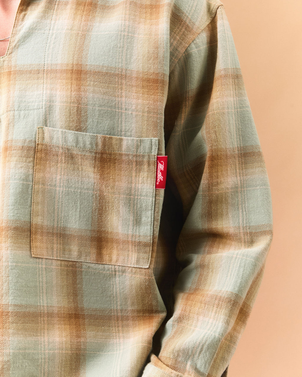 JAPANESE PLAID PULLOVER SHIRT - CACTUS/TOBACCO OMBRÉ