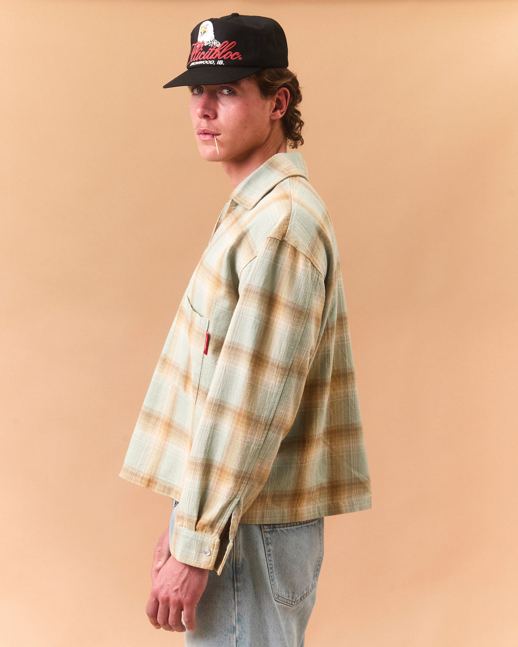 JAPANESE PLAID PULLOVER SHIRT - CACTUS/TOBACCO OMBRÉ