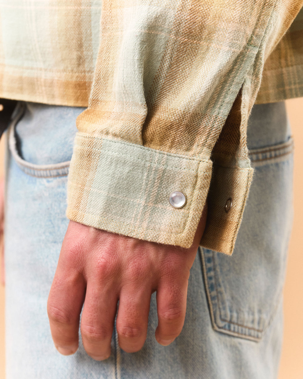 JAPANESE PLAID PULLOVER SHIRT - CACTUS/TOBACCO OMBRÉ