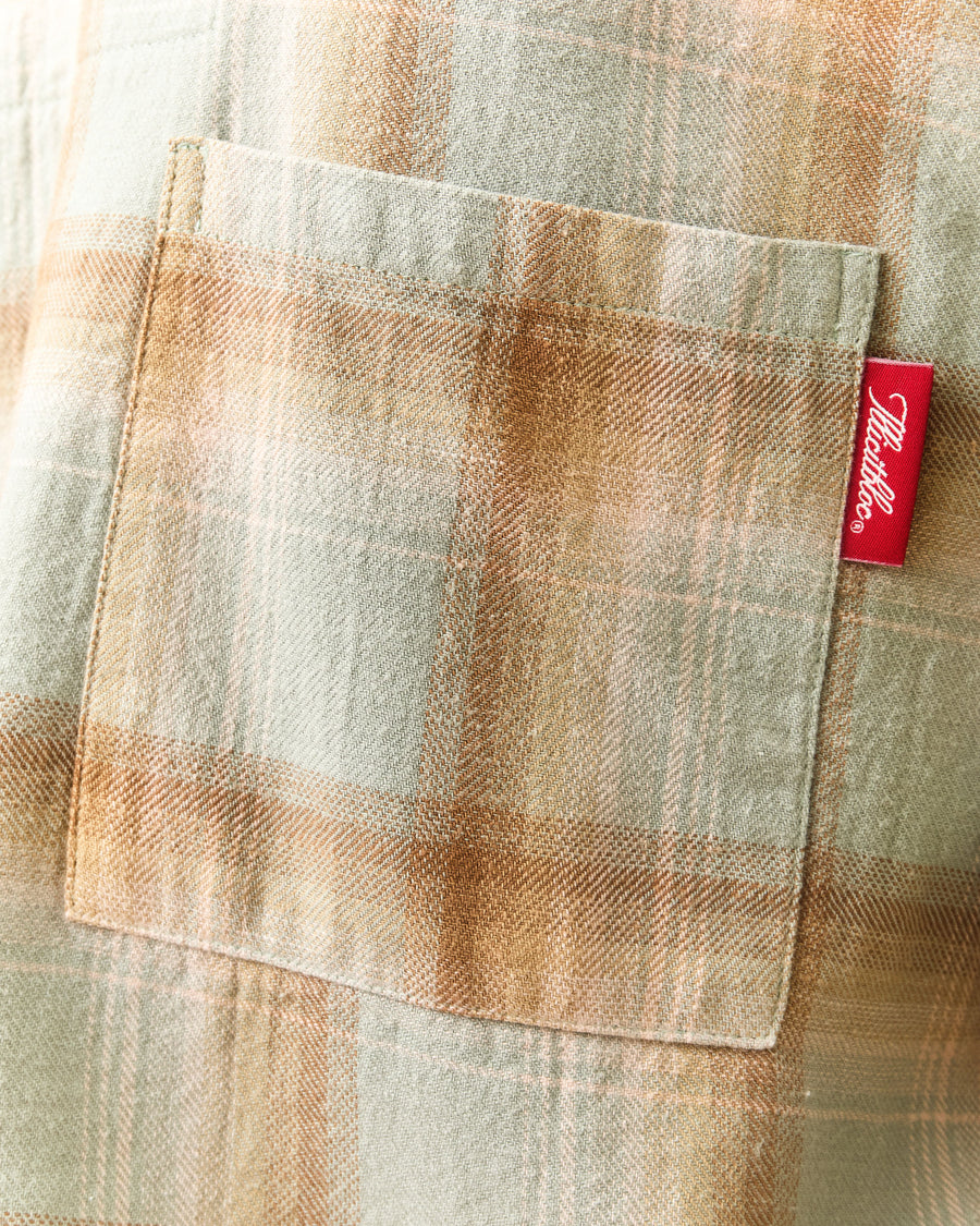 JAPANESE PLAID PULLOVER SHIRT - CACTUS/TOBACCO OMBRÉ