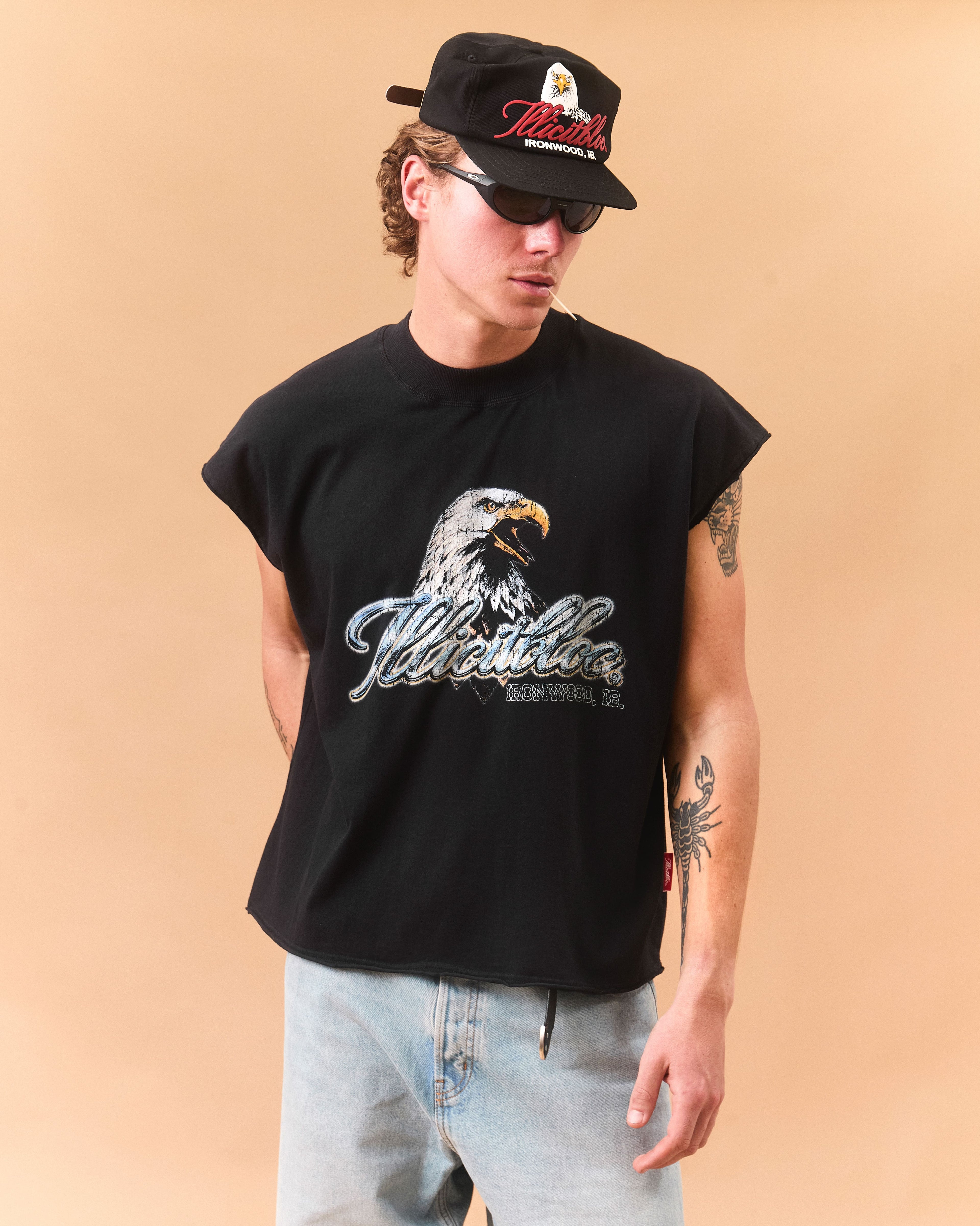 CHROME FEATHERKNIT™ RAW HEM TANK - VINTAGE BLACK