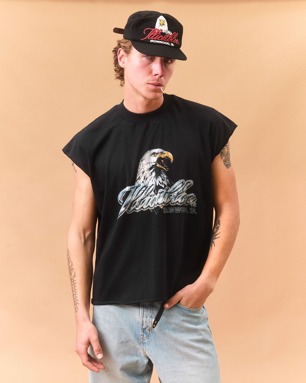 CHROME FEATHERKNIT™ RAW HEM TANK - VINTAGE BLACK