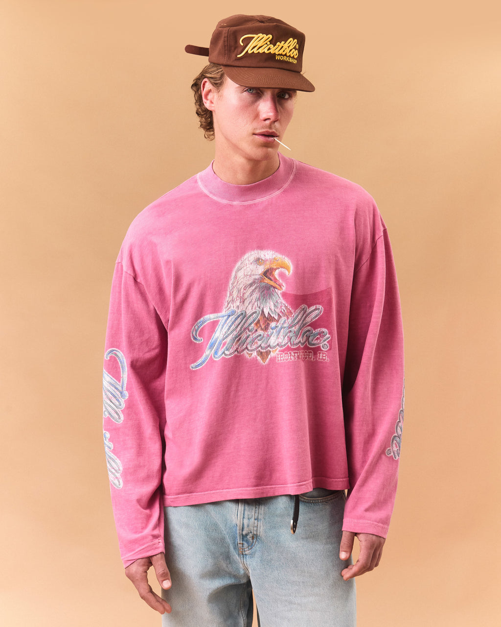 CHROME FEATHERKNIT™ LONG SLEEVE T-SHIRT - WASHED PINK