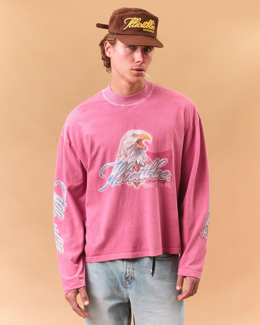 CHROME FEATHERKNIT™ LONG SLEEVE T-SHIRT - WASHED PINK