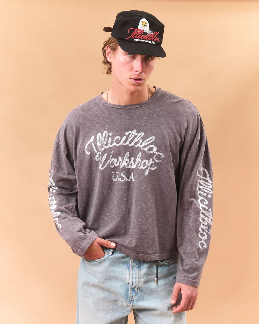 STALLIONS SLUB LONG SLEEVE T-SHIRT - SLATE