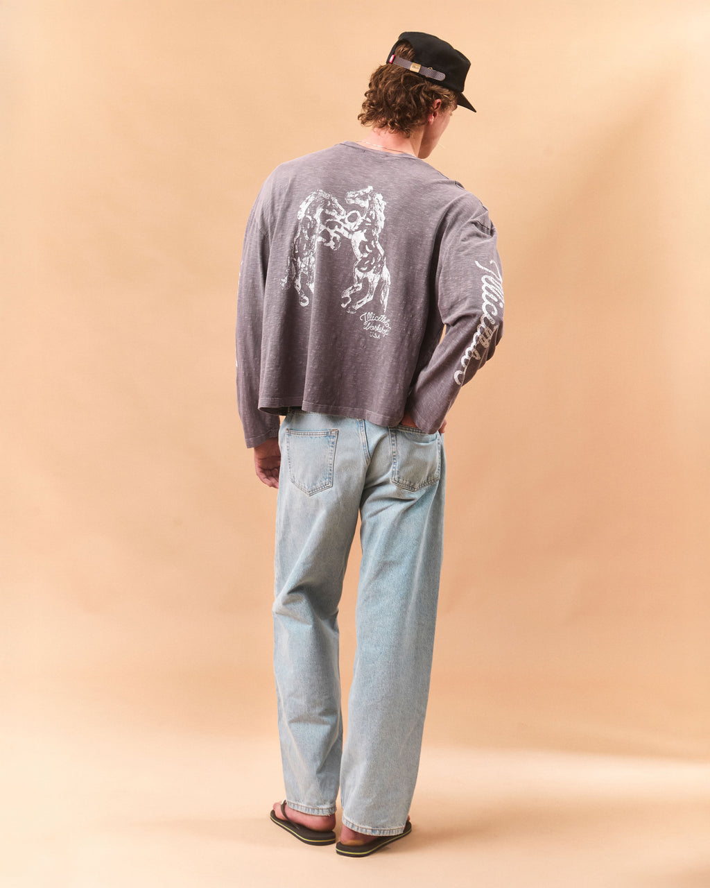 STALLIONS SLUB LONG SLEEVE T-SHIRT - SLATE