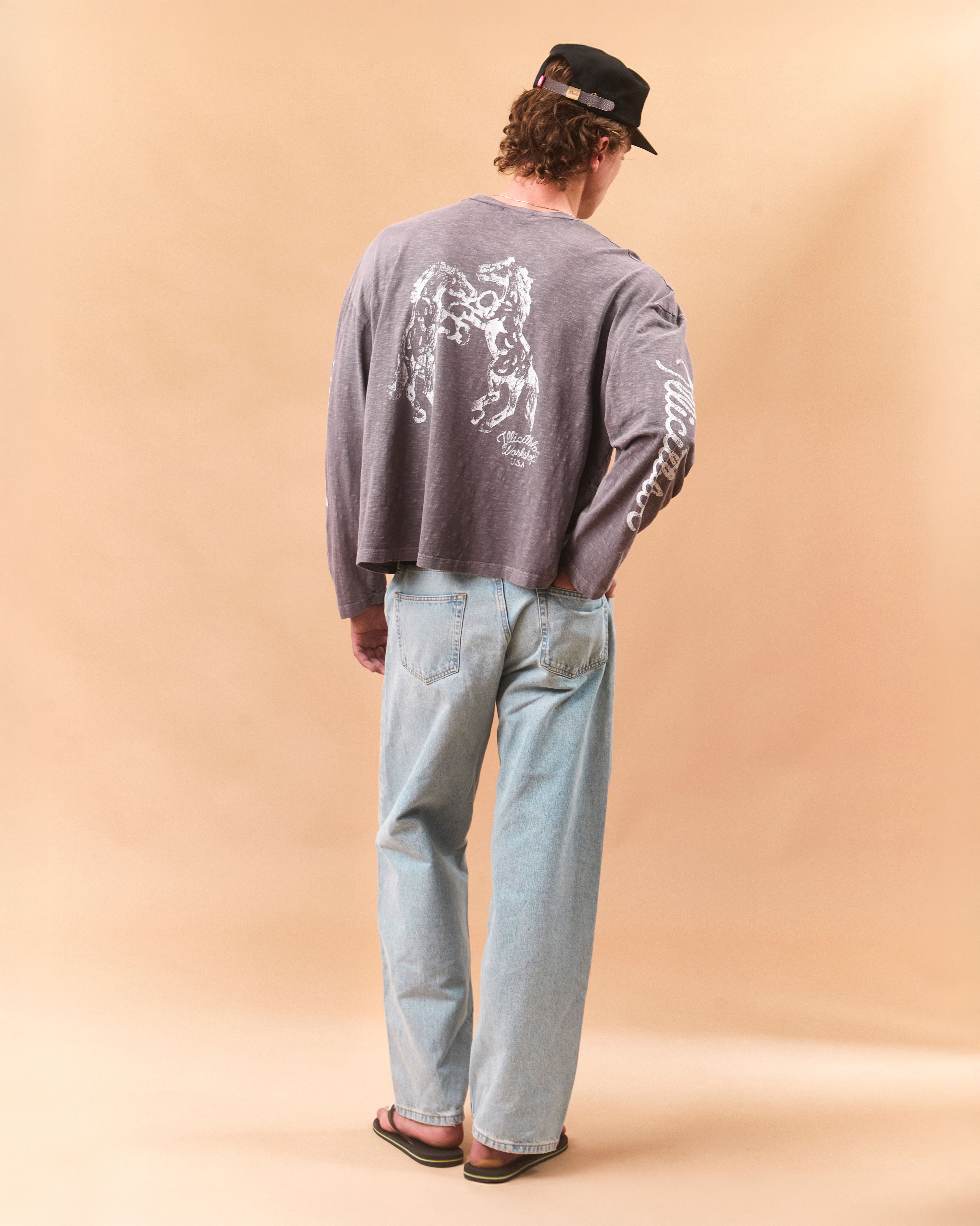 STALLIONS SLUB LONG SLEEVE T-SHIRT - SLATE