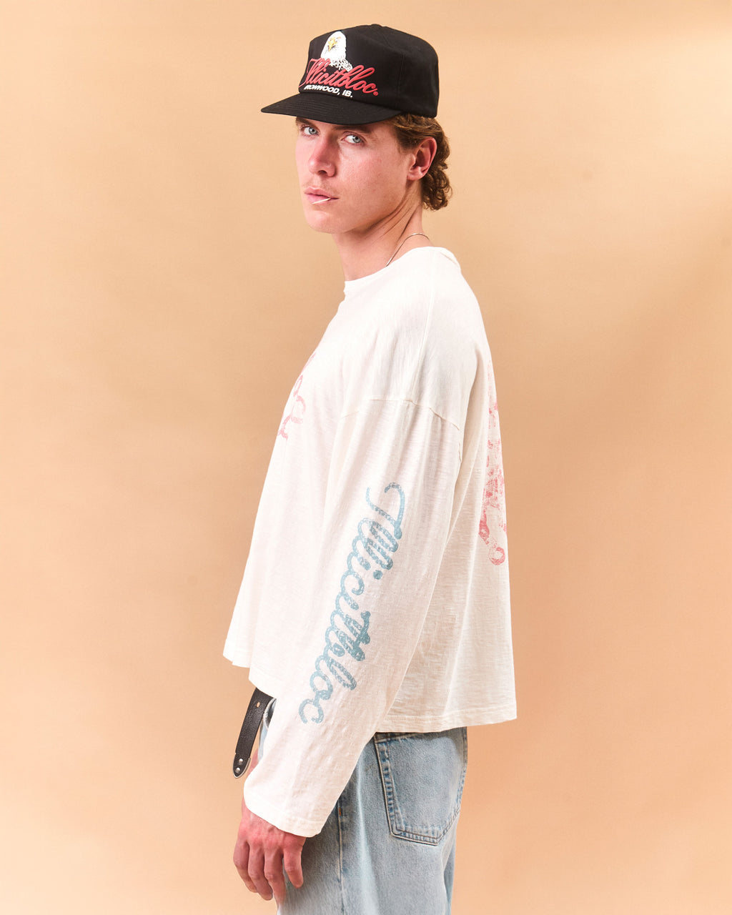 STALLIONS SLUB LONG SLEEVE T-SHIRT - VINTAGE WHITE