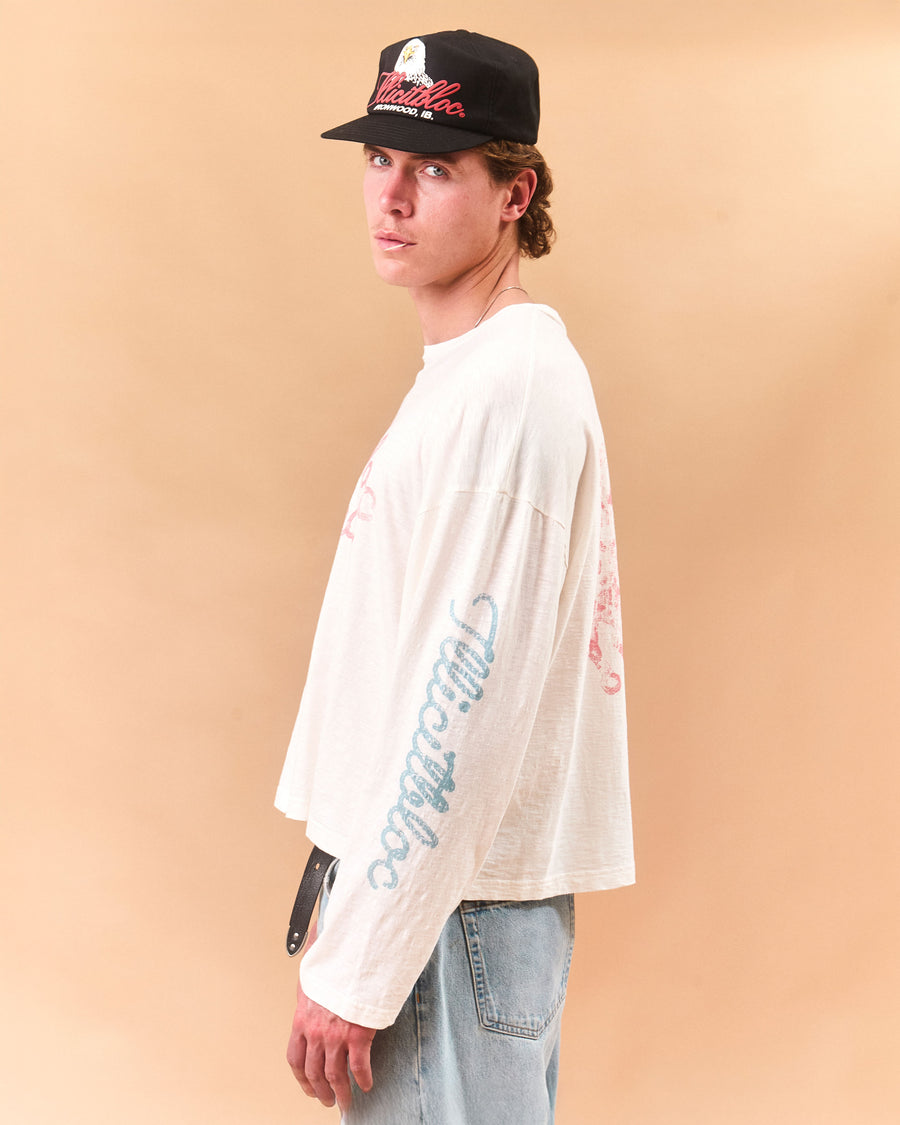 STALLIONS SLUB LONG SLEEVE T-SHIRT - VINTAGE WHITE