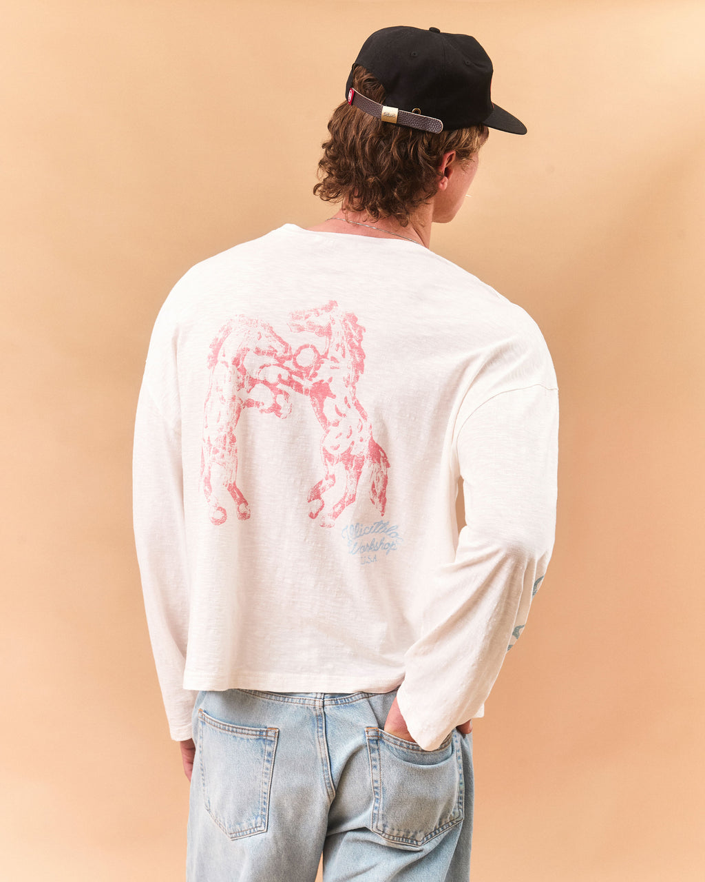 STALLIONS SLUB LONG SLEEVE T-SHIRT - VINTAGE WHITE
