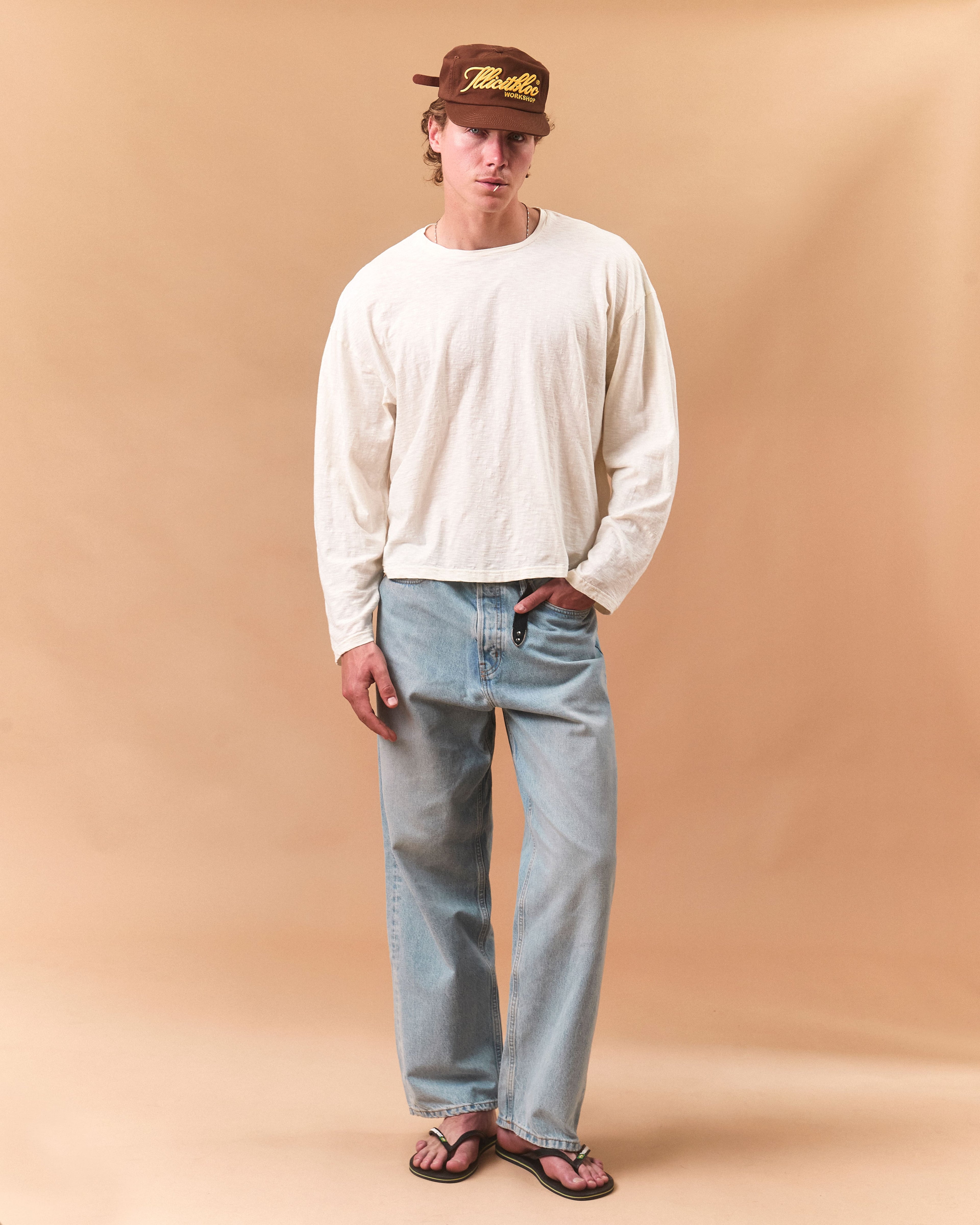 SLUB LONG SLEEVE T-SHIRT - VINTAGE WHITE