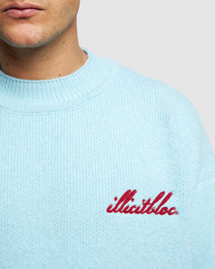 CHAINSTITCH KNIT JUMPER - GLACIER BLUE
