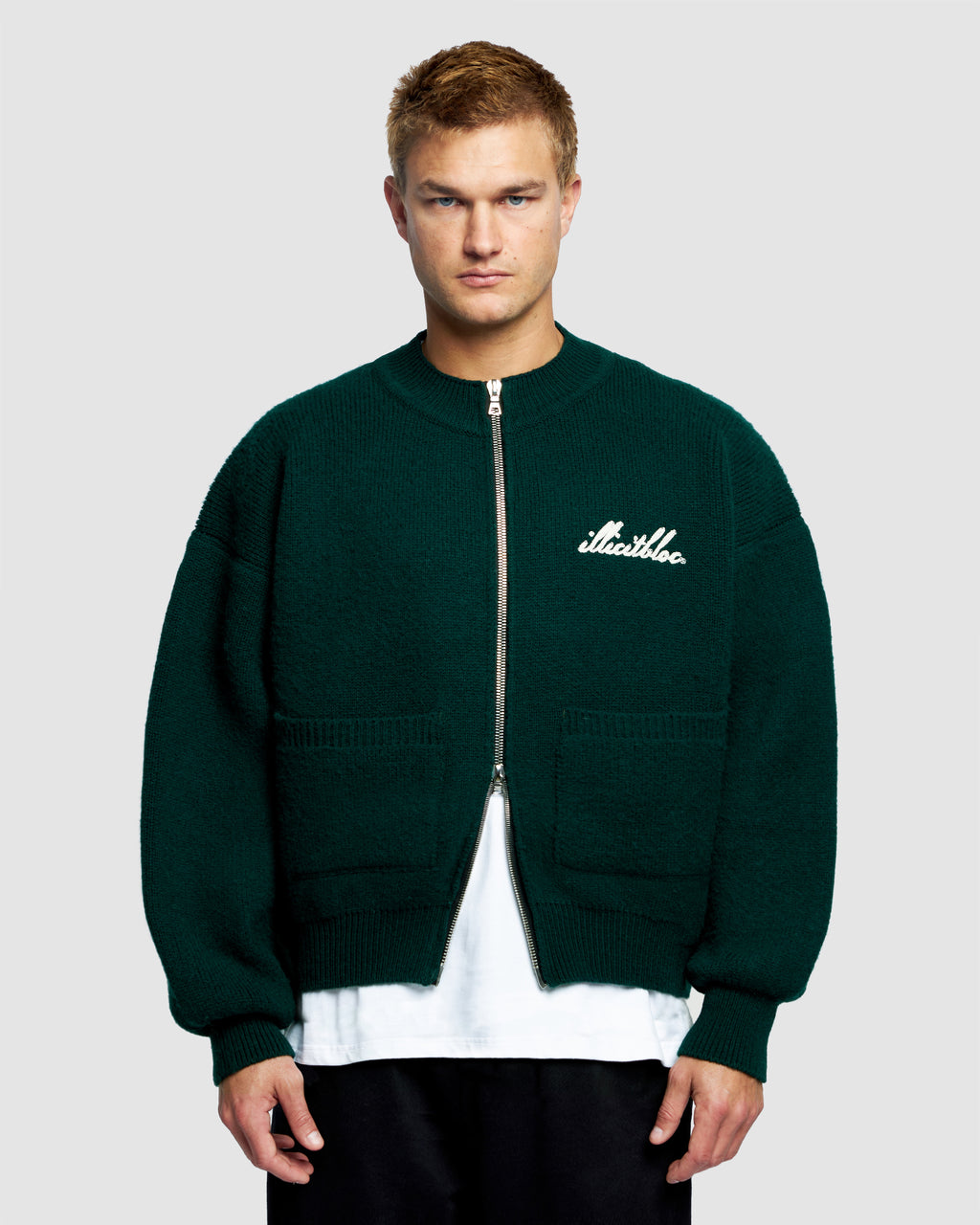 Chainstitch Knit Bomber - Tartan Green