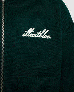 CHAINSTITCH KNIT BOMBER - TARTAN GREEN