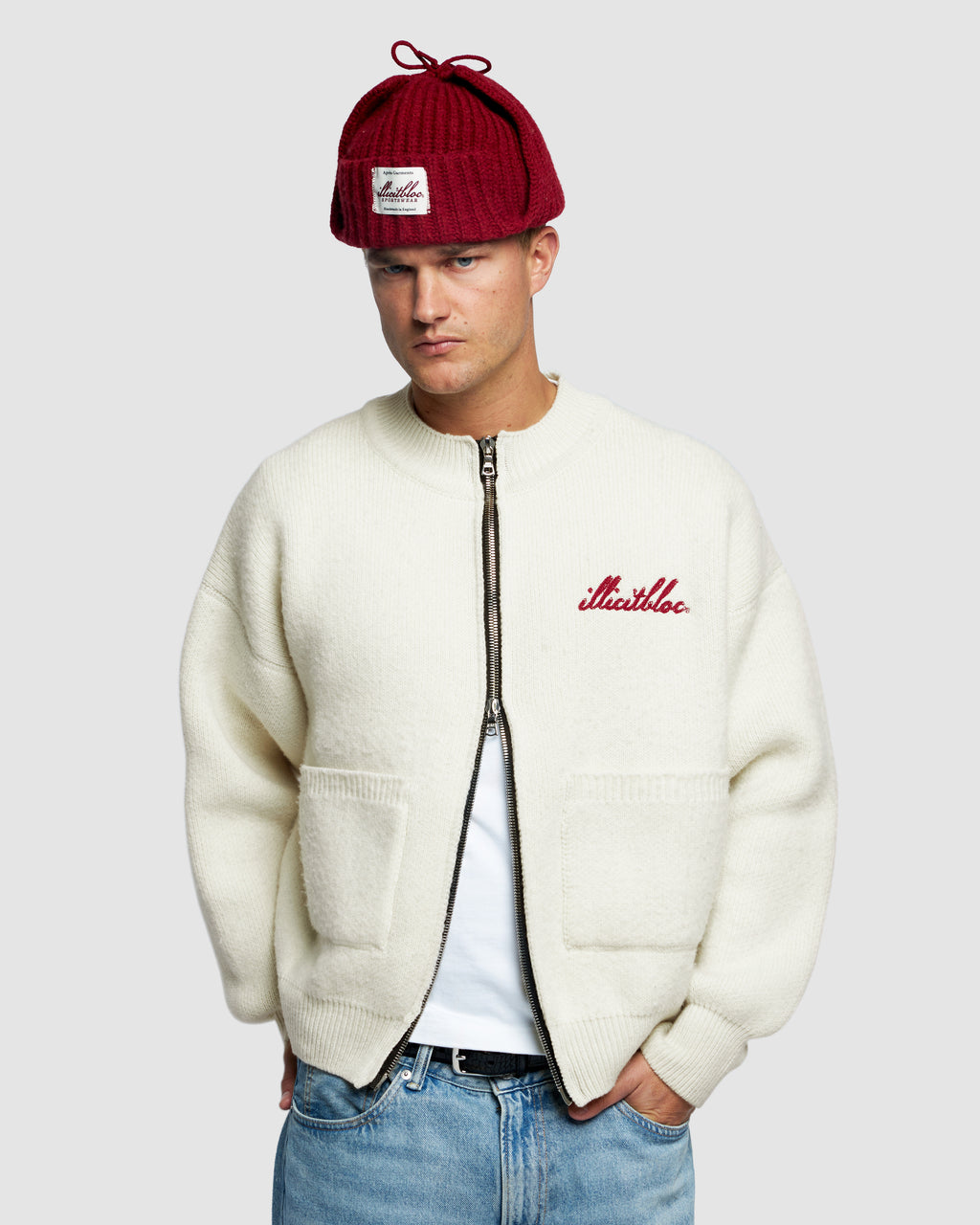 Chainstitch Knit Bomber - Oyster