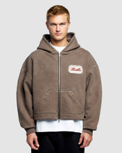 Load image into Gallery viewer, PATCHWORK ZIP HOODIE - WASHED BROWN
