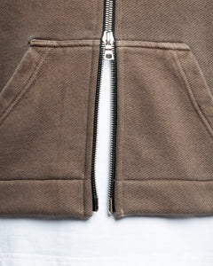 PATCHWORK ZIP HOODIE - WASHED BROWN