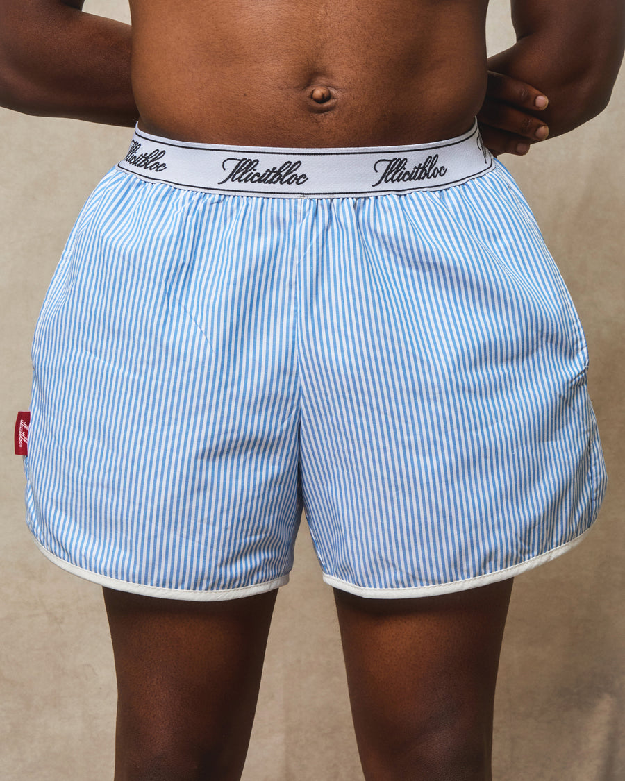 POPLIN SPORTS SHORTS - BLUE/WHITE