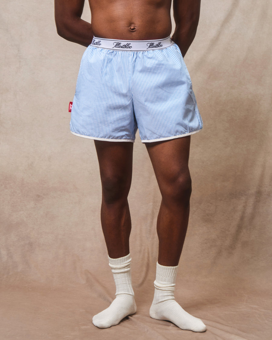 POPLIN SPORTS SHORTS - BLUE/WHITE