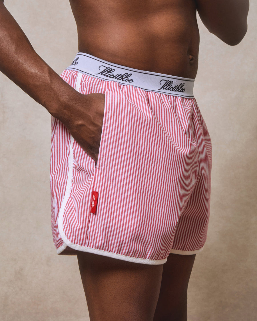 POPLIN SPORTS SHORTS - RED/WHITE