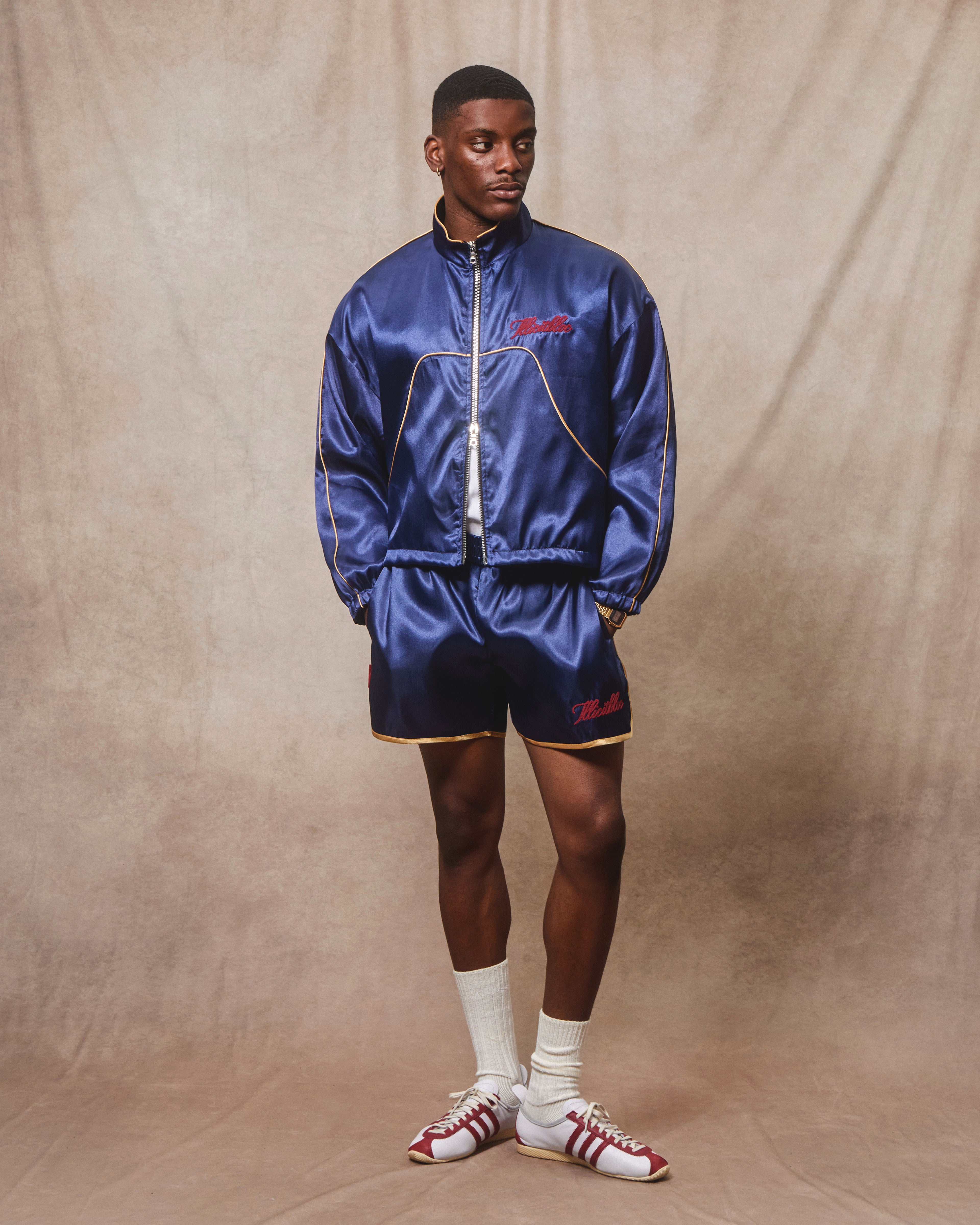 Satin Sports Shorts - Navy