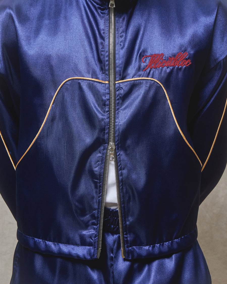 SATIN TRACK JACKET - NAVY