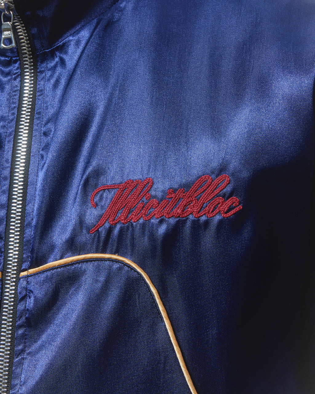 Satin Track Jacket - Navy