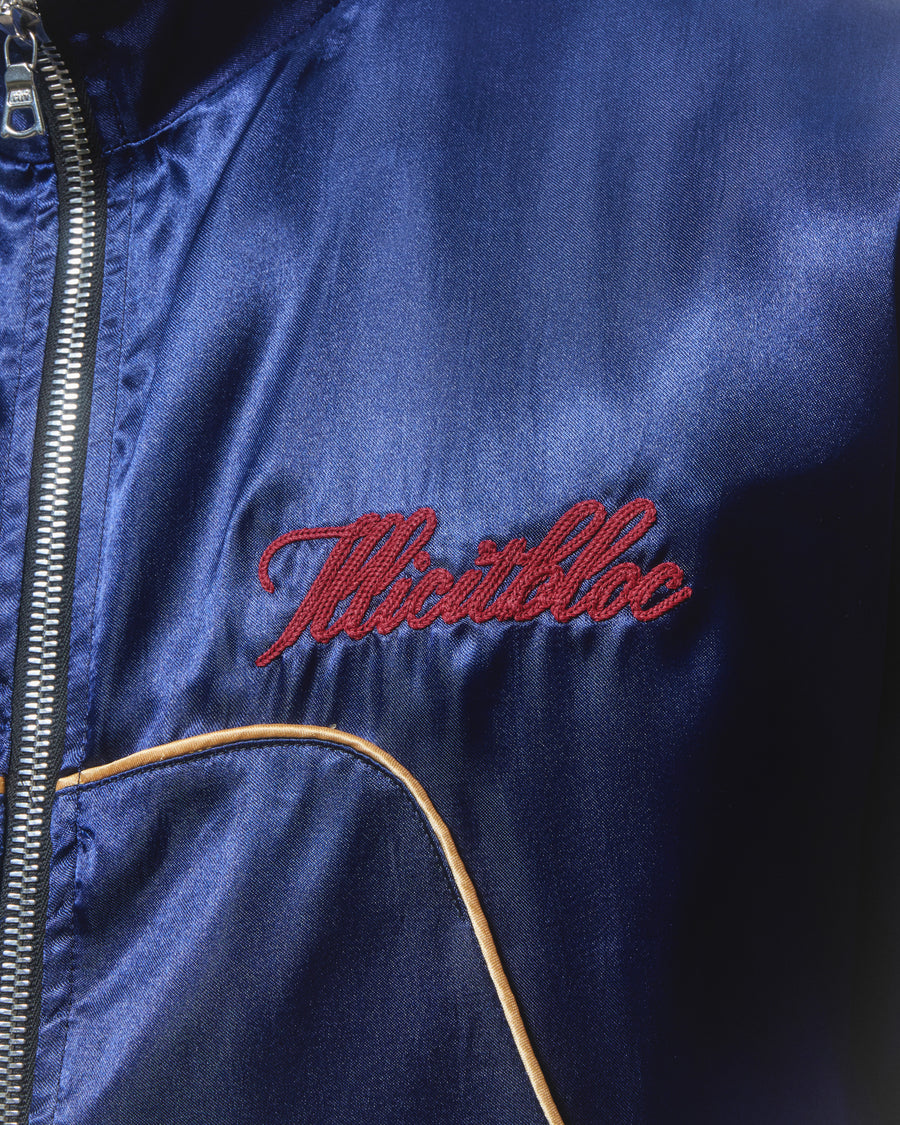 SATIN TRACK JACKET - NAVY