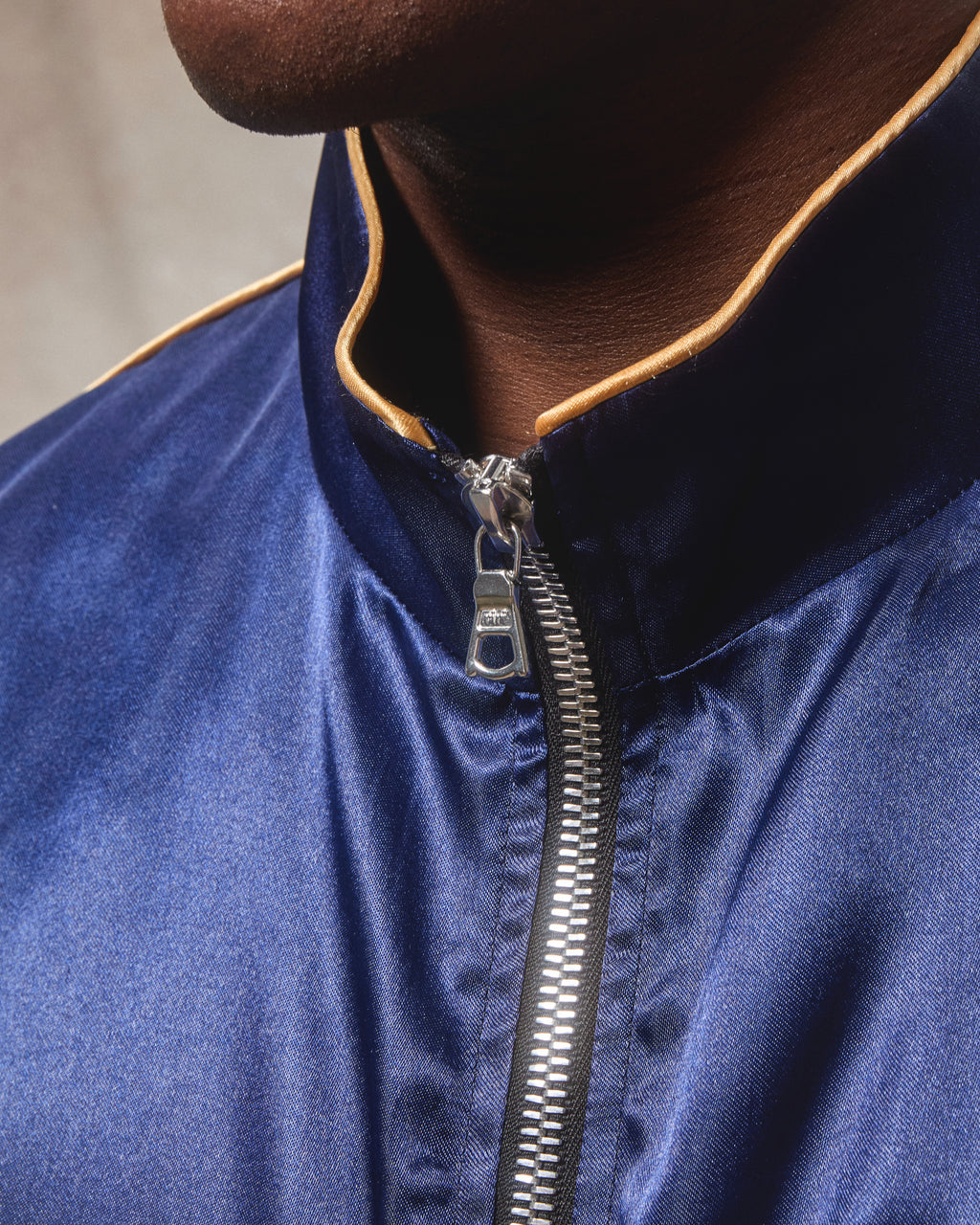 Satin Track Jacket - Navy