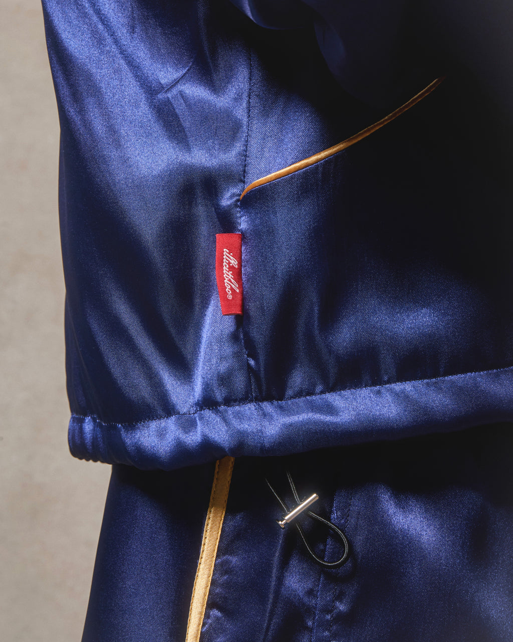 Satin Track Jacket - Navy