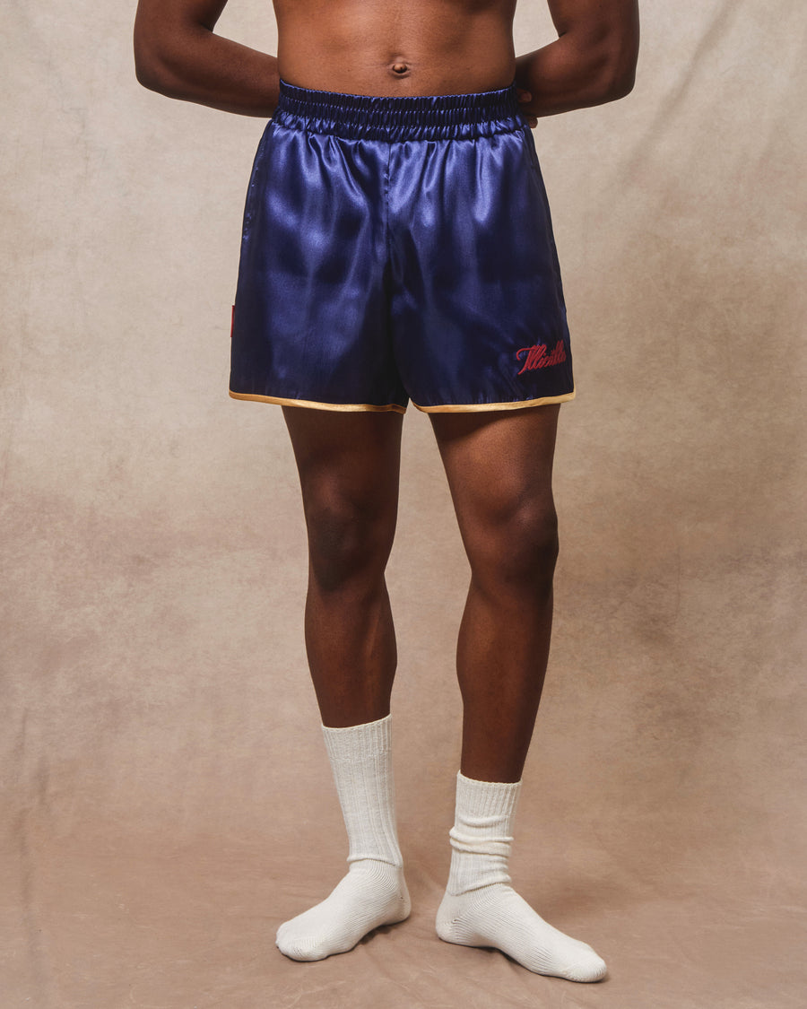 SATIN SPORTS SHORTS - NAVY