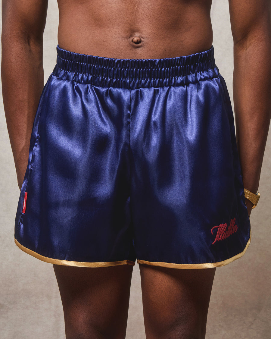 SATIN SPORTS SHORTS - NAVY