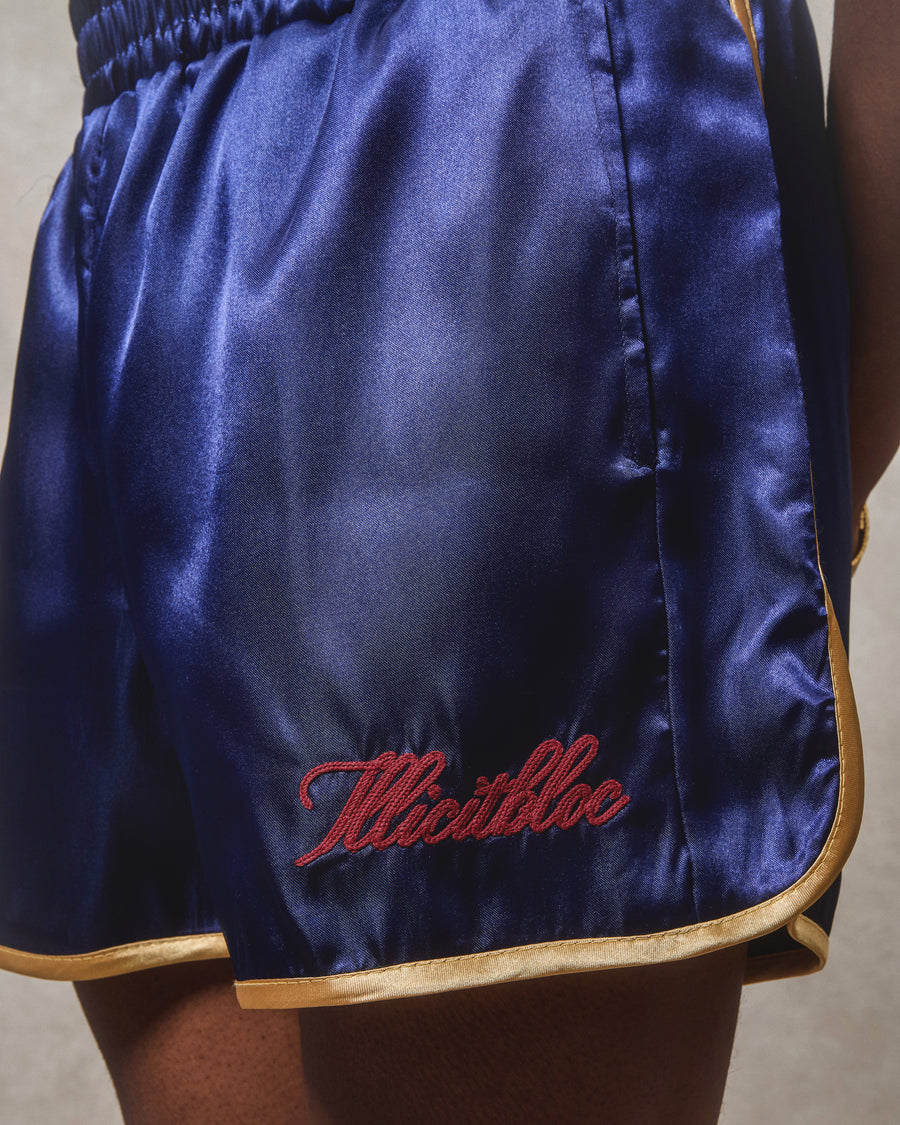 SATIN SPORTS SHORTS - NAVY