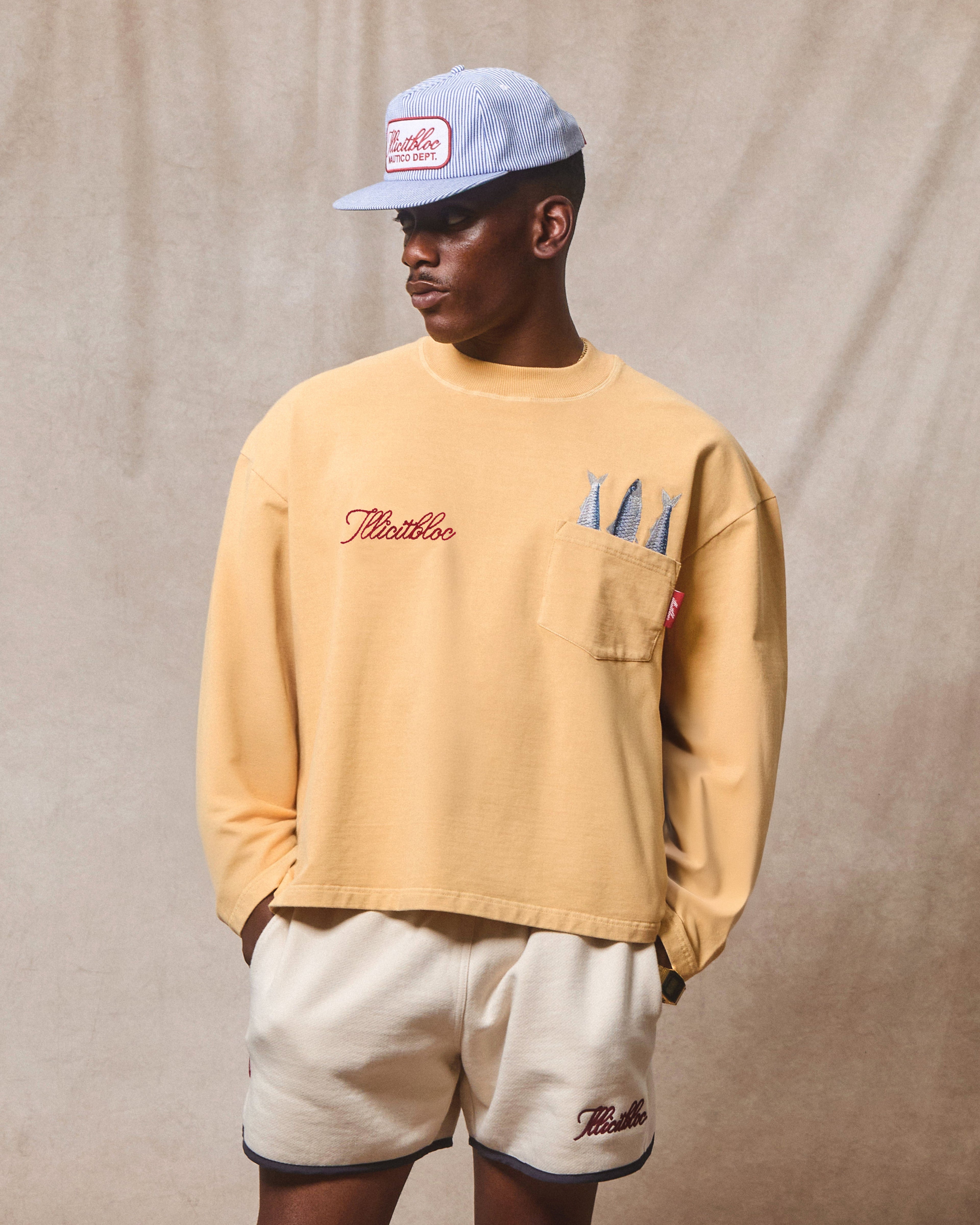 SARDINE POCKET LONG SLEEVE T-SHIRT - MIMOSA