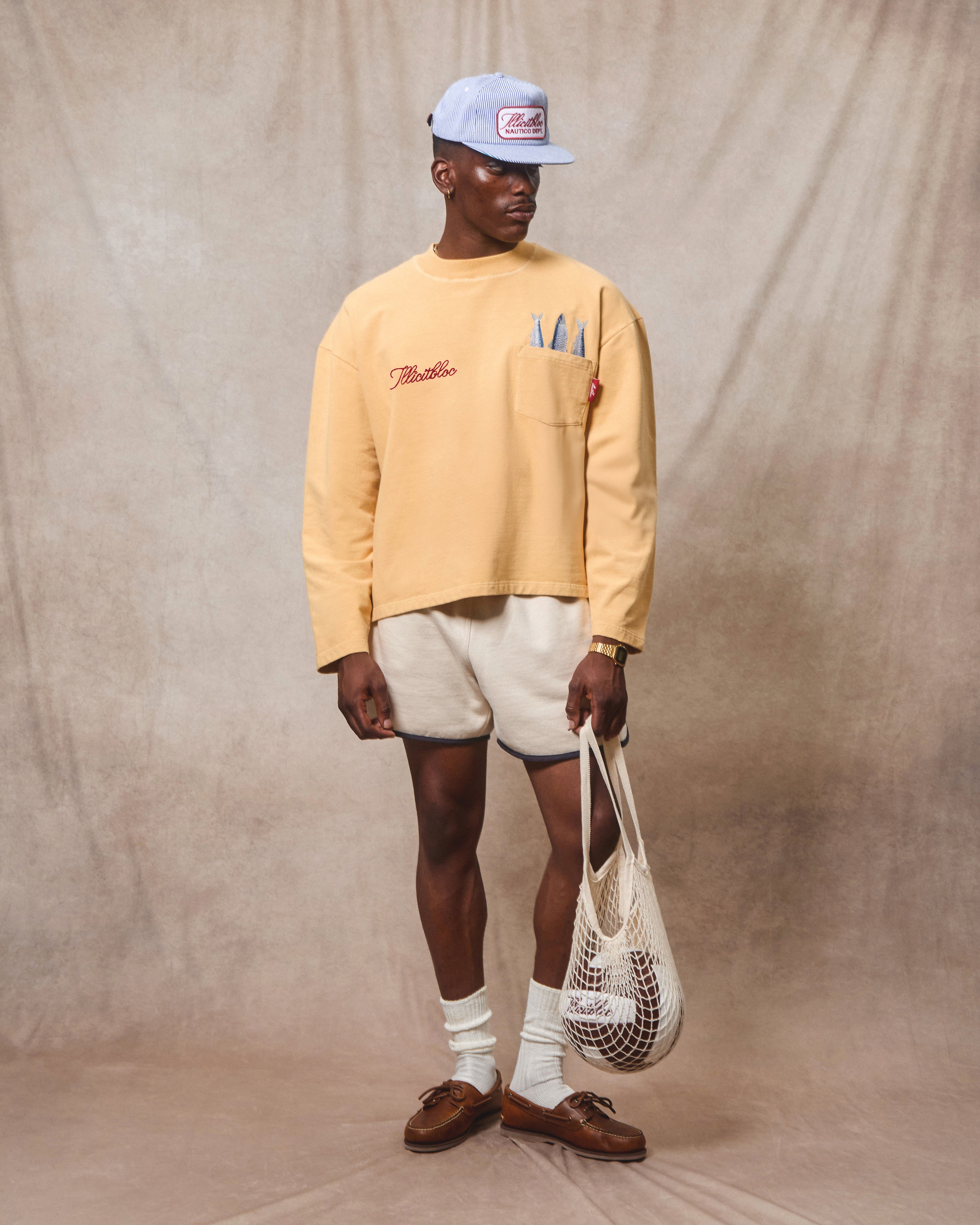 SARDINE POCKET LONG SLEEVE T-SHIRT - MIMOSA