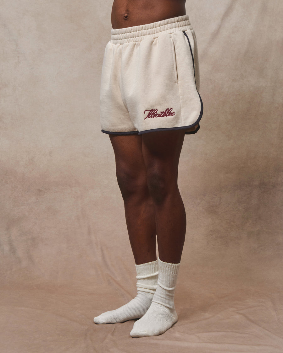 CHAINSTITCH SPORTS SHORTS - ECRU