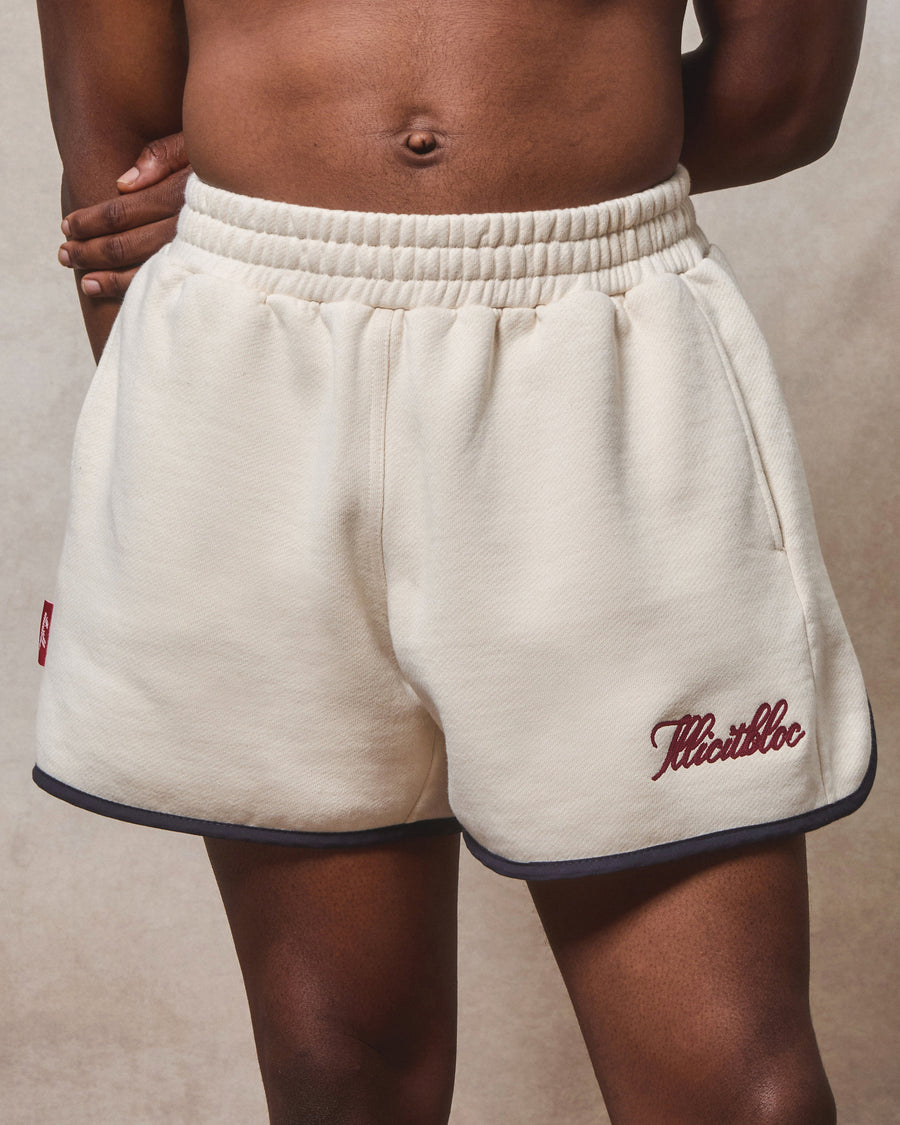 CHAINSTITCH SPORTS SHORTS - ECRU