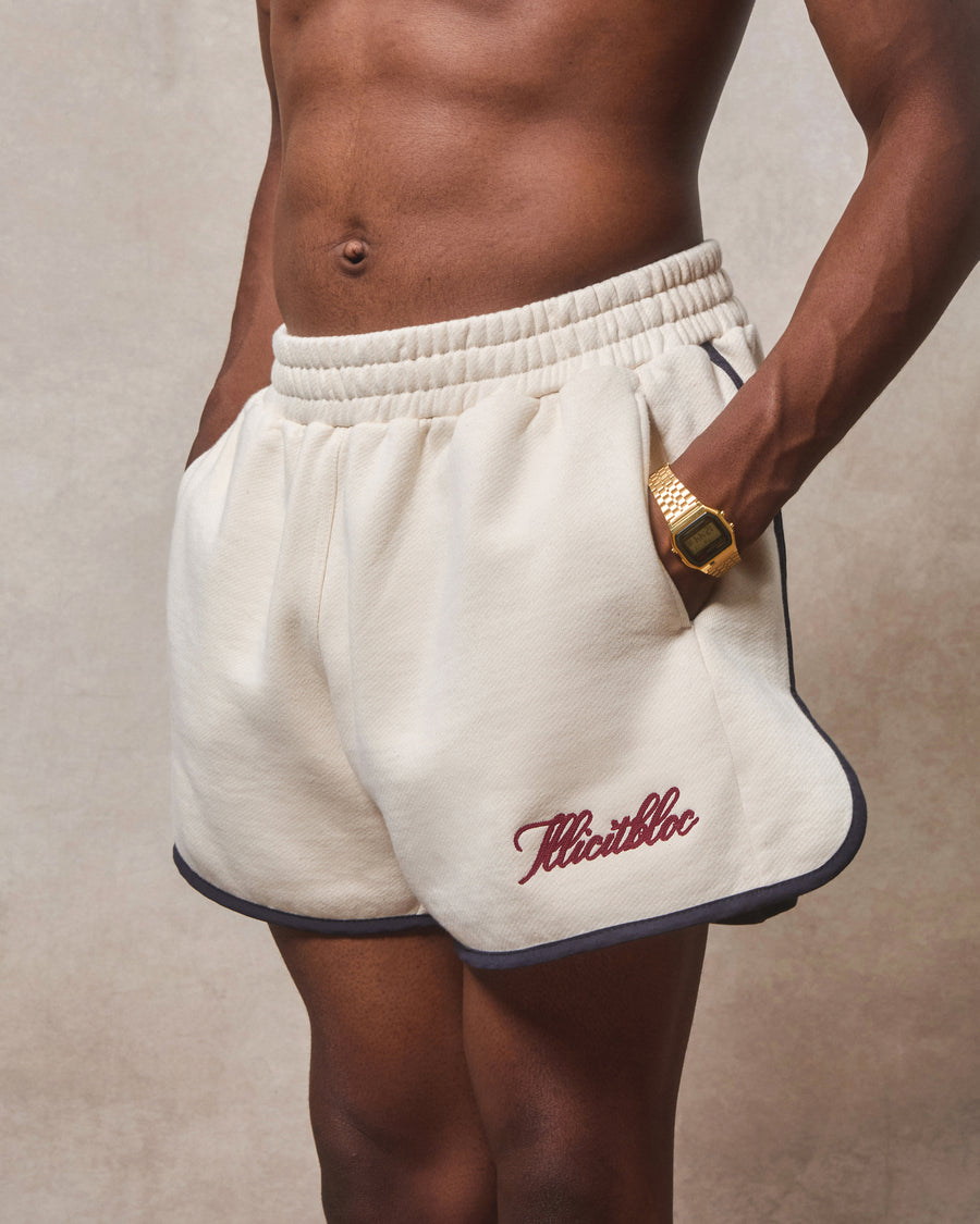 CHAINSTITCH SPORTS SHORTS - ECRU