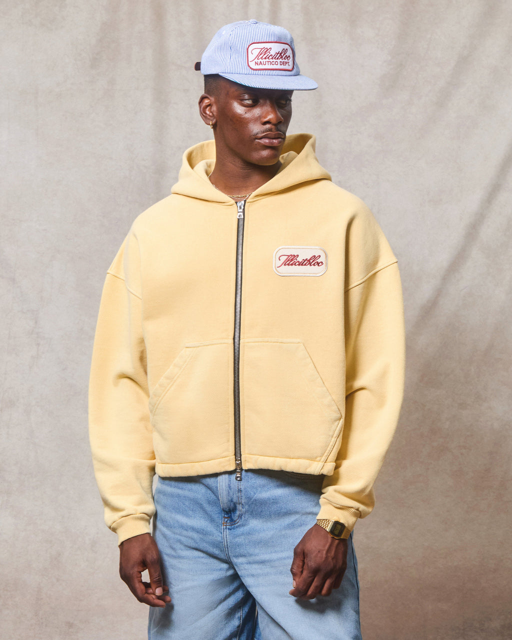 Patchwork Zip Hoodie - Mimosa