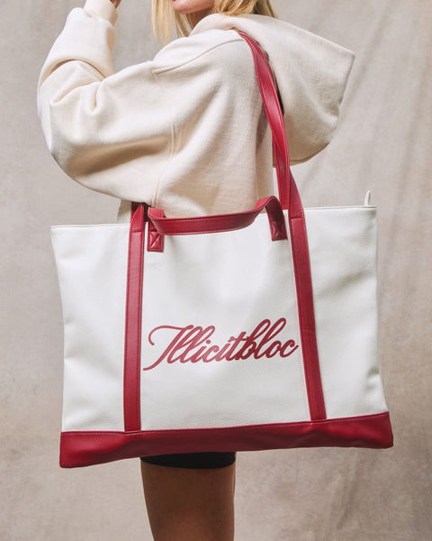 BOWLING TOTE BAG - RED/CREAM