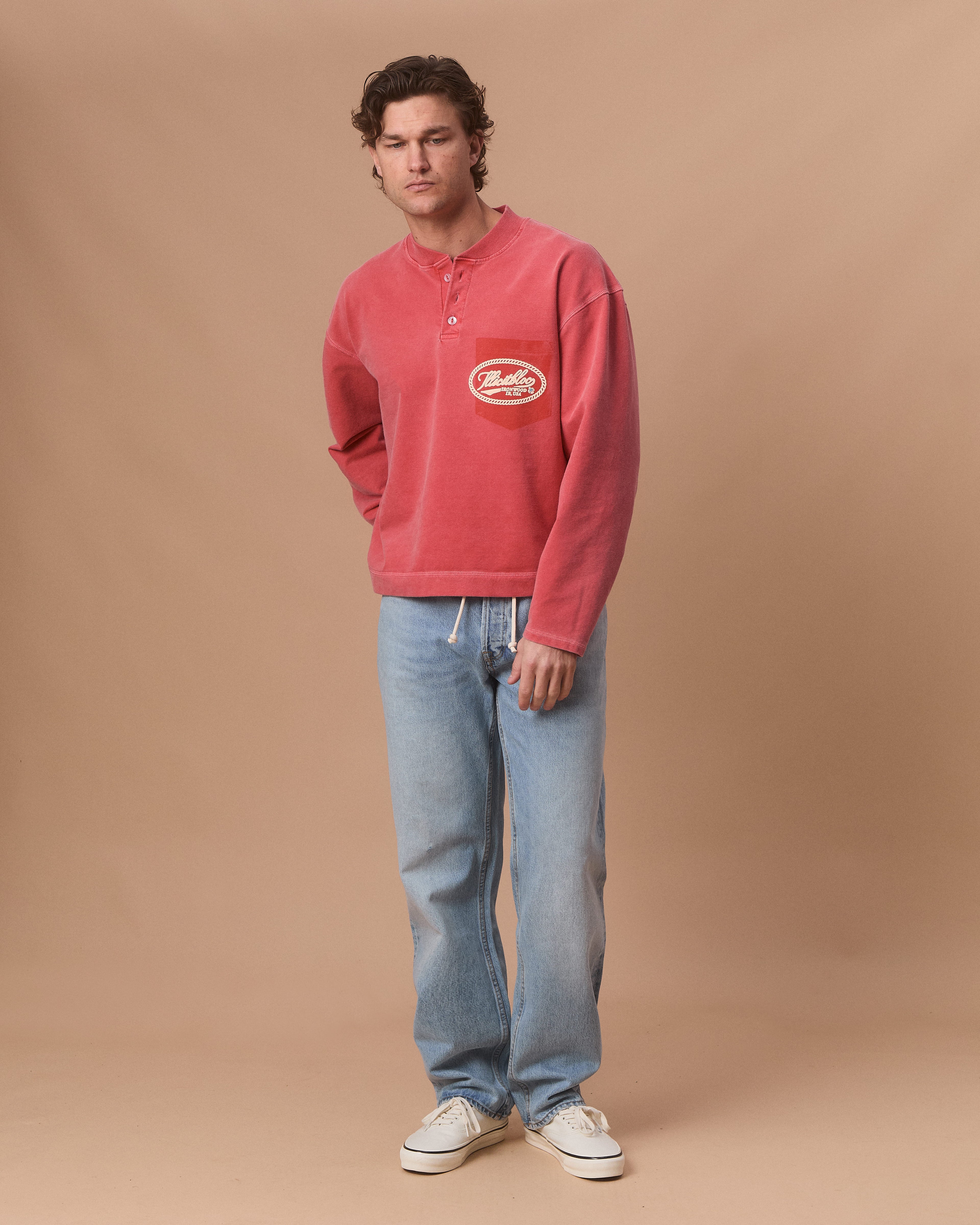 CONCHO CLOUDWEAVE™ HENLEY LONG SLEEVE - CANDY RED