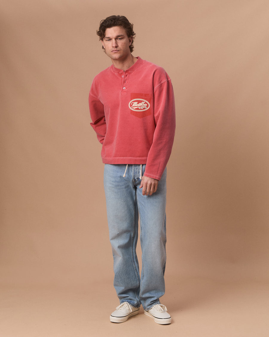 CONCHO CLOUDWEAVE™ HENLEY LONG SLEEVE - CANDY RED