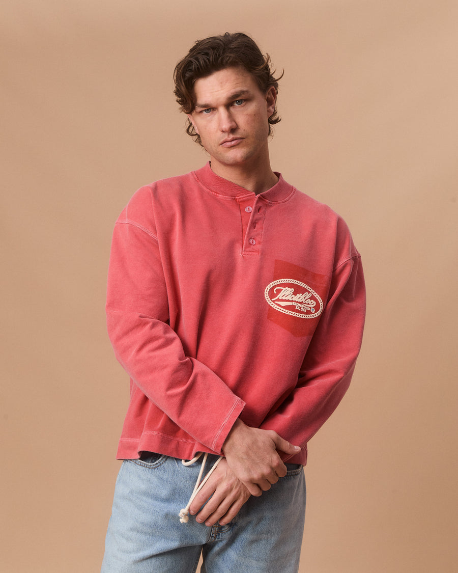CONCHO CLOUDWEAVE™ HENLEY LONG SLEEVE - CANDY RED