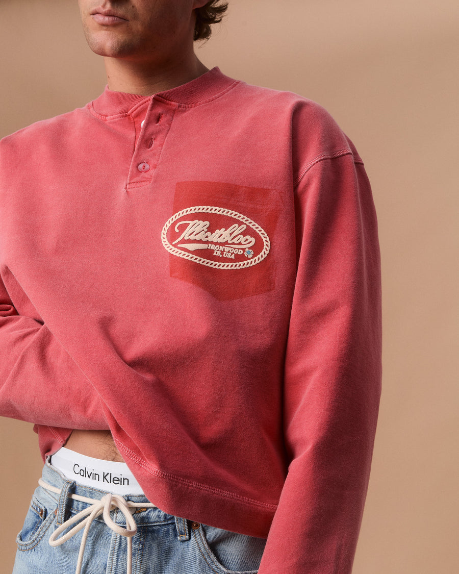 CONCHO CLOUDWEAVE™ HENLEY LONG SLEEVE - CANDY RED