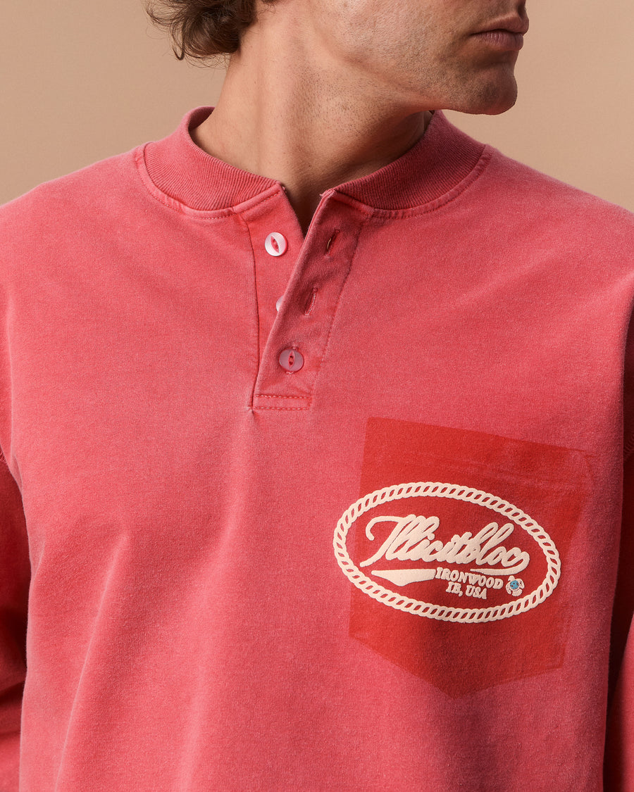 CONCHO CLOUDWEAVE™ HENLEY LONG SLEEVE - CANDY RED