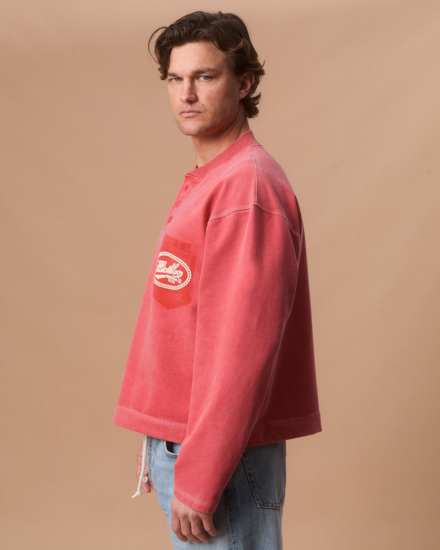 CONCHO CLOUDWEAVE™ HENLEY LONG SLEEVE - CANDY RED