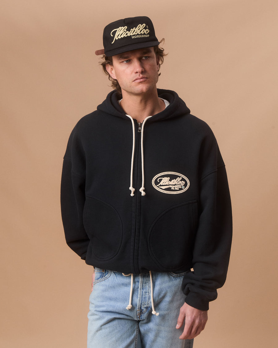 CONCHO IRONWEAVE™ ZIP HOODIE - VINTAGE BLACK